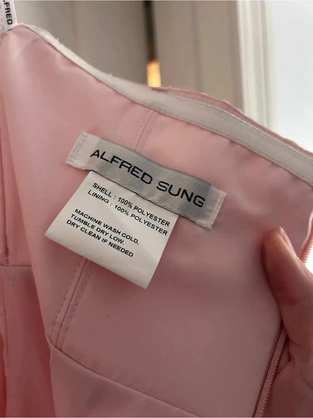 ALFRED SUNG Pale Pink Satin Dress - Picture 3 of 5